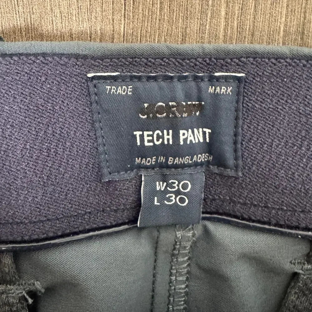 J.Crew 484 Slim-Fit Tech Pants Mens Sz 30 x 30 Blue Mid Rise Flat Front Stretch